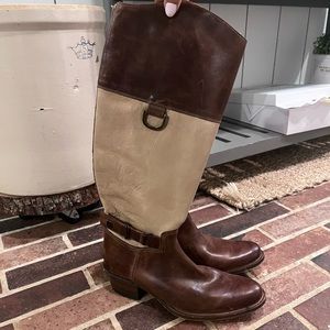 Frye tan/brown leather two tome riding boots W 7